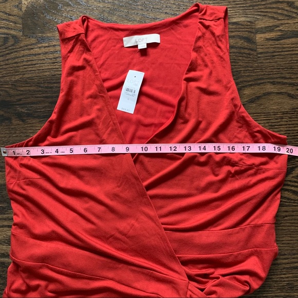 NWT LOFT midi red wrap dress - Picture 8 of 8